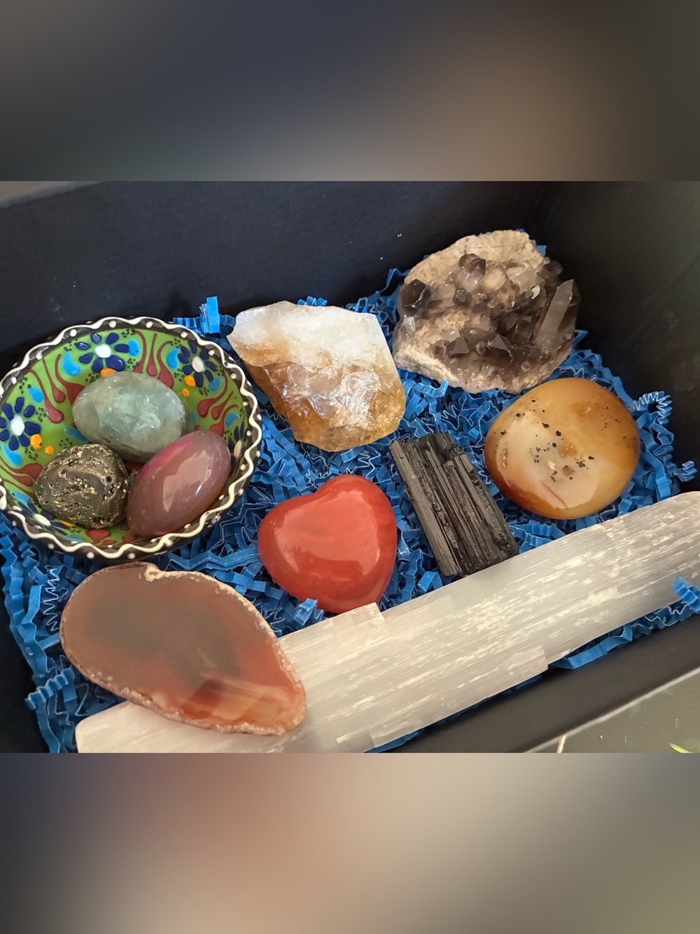 🔮 12 Piece Healing Crystal Gift Box Large Citrine Point, Dendritic Agate (rare)
